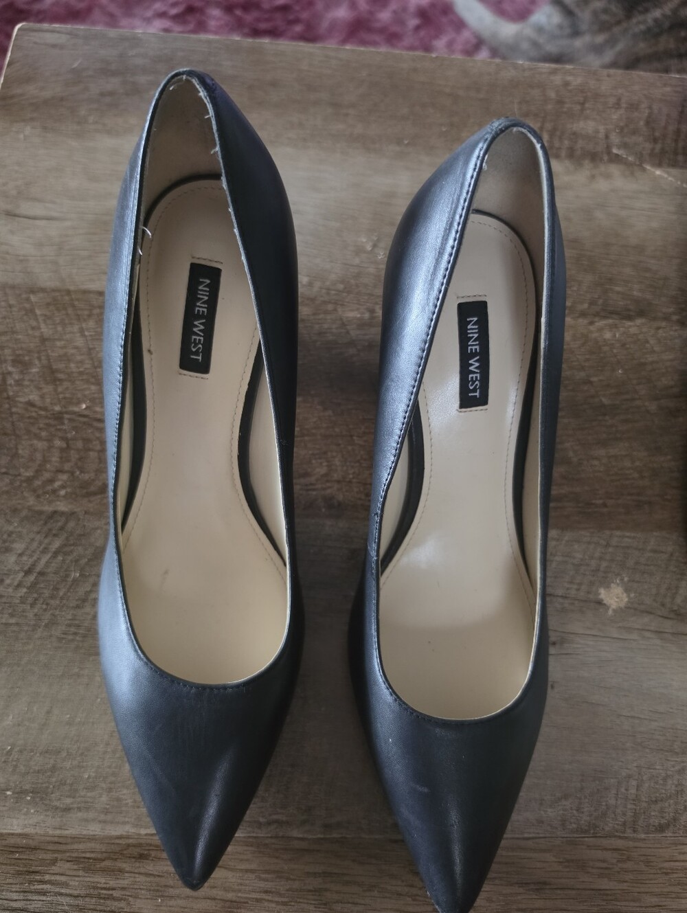 Nine West Black Pointed Toe Leather Pumps